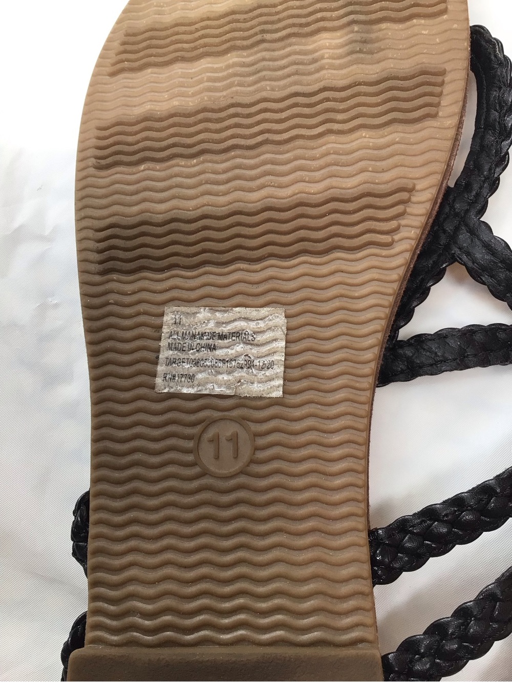Universal Thread Black Braided Strap Sandals with Brown Footbed Size 11 - Picture 2 of 5